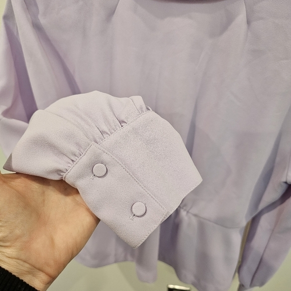 J. Crew Lilac Purple Drapey Faux Wrap Top 365 Crepe Fabric Size 8 - Picture 12 of 16